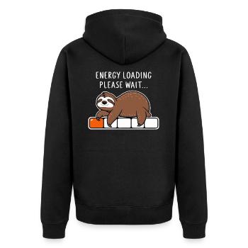 Sloth Energy Loading Please Wait - Unisex Premium Organic Zip Hoodie - black - Back - Nico (187cm)