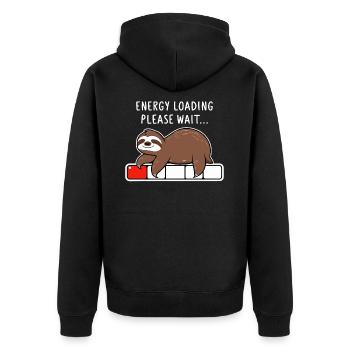 Sloth Energy Loading Please Wait - Unisex Premium Organic Zip Hoodie - black - Back - Nico (187cm)