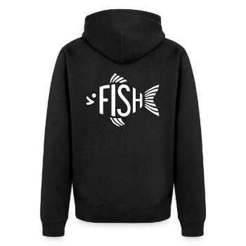 Os de poisson, squelette, pêche à chevrons - Veste à capuche bio Premium Unisexe - noir - Dos - Nico (187cm)