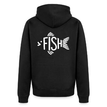 Os de poisson, squelette, pêche à chevrons - Veste à capuche bio Premium Unisexe - noir - Dos - Nico (187cm)