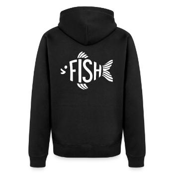 Os de poisson, squelette, pêche à chevrons - Veste à capuche bio Premium Unisexe - noir - Dos - Nico (187cm)