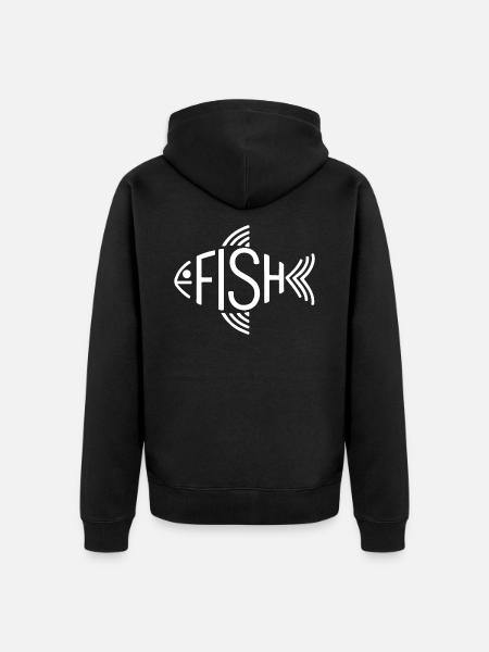 Fish Bone Skeleton Herringbone Fishing - Unisex Premium Organic Zip Hoodie - black