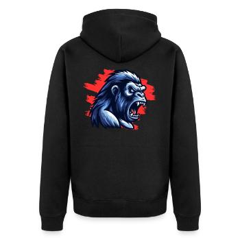 Verrückter Gorilla - Unisex Premium Bio Zip Hoodie - Schwarz - Hinten - Nico (187cm)