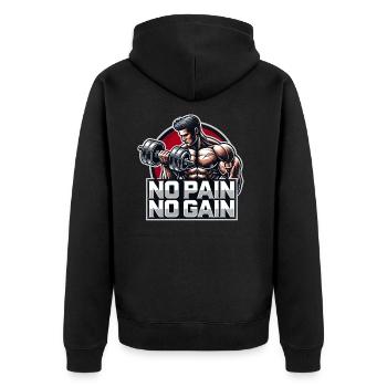 PAS DE DOULEUR - PAS DE GAIN - FORME PHYSIQUE - MOTIVATION - DEVISE - Veste à capuche bio Premium Unisexe - noir - Dos - Nico (187cm)