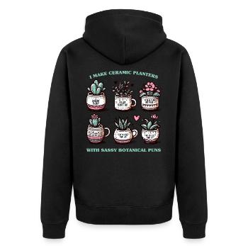 Keramik Pflanzgefäße - Unisex Premium Bio Zip Hoodie - Schwarz - Hinten - Nico (187cm)