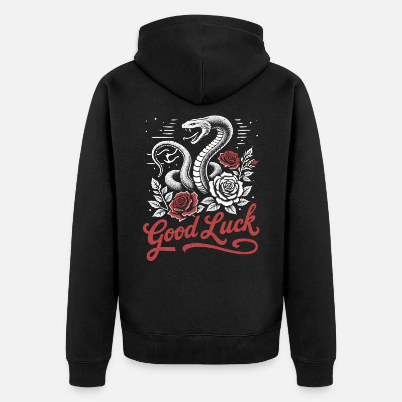 Good Luck - Unisex Premium Bio Zip Hoodie - Schwarz