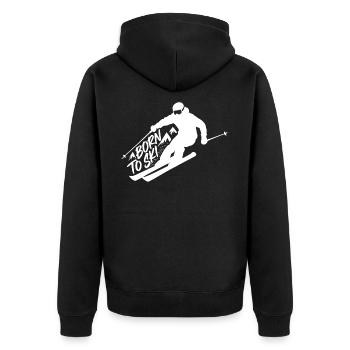Born To Ski Skifahrer Skifahren Wintersport - Unisex Premium Bio Zip Hoodie - Schwarz - Hinten - Nico (187cm)
