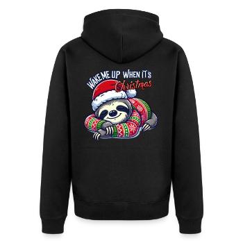 Wake Me Up When Its Christmas - Unisex Premium Organic Zip Hoodie - black - Back - Nico (187cm)