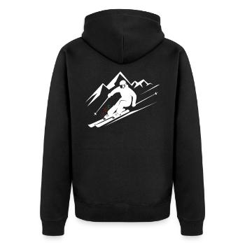 Skifahrer Ski Winter Winterurlaub Wintersport - Unisex Premium Bio Zip Hoodie - Schwarz - Hinten - Nico (187cm)