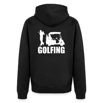 Golfing Golf Spruch Golfspieler - Unisex Premium Bio Zip Hoodie - Schwarz - Hinten - Nico (187cm)