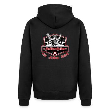 Heidenheim ein Leben Lang No II - Unisex Premium Bio Zip Hoodie - Schwarz - Hinten - Nico (187cm)
