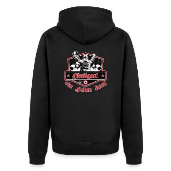 Stuttgart ein Leben Lang No II - Unisex Premium Bio Zip Hoodie - Schwarz - Hinten - Nico (187cm)
