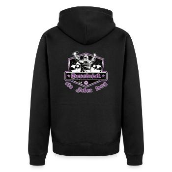 Osnabrück ein Leben Lang No II - Unisex Premium Bio Zip Hoodie - Schwarz - Hinten - Nico (187cm)