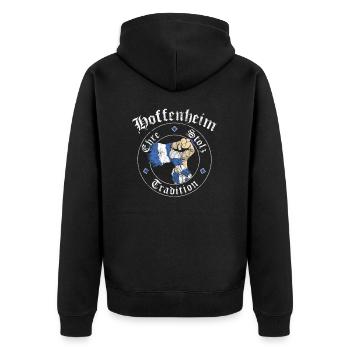 Hoffenheim Ehre Stolz Tradition No II - Unisex Premium Bio Zip Hoodie - Schwarz - Hinten - Nico (187cm)