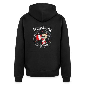 Augsburg Ehre Stolz Tradition No II - Unisex Premium Bio Zip Hoodie - Schwarz - Hinten - Nico (187cm)