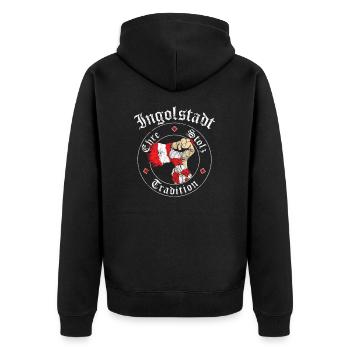 Ingolstadt Ehre Stolz Tradition No II - Unisex Premium Bio Zip Hoodie - Schwarz - Hinten - Nico (187cm)