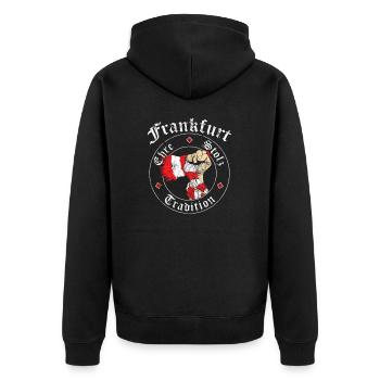 Frankfurt Ehre Stolz Tradition No II - Unisex Premium Bio Zip Hoodie - Schwarz - Hinten - Nico (187cm)