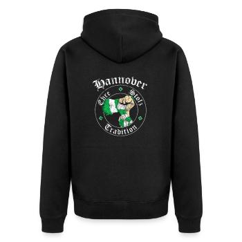Hannover Ehre Stolz Tradition No II - Unisex Premium Bio Zip Hoodie - Schwarz - Hinten - Nico (187cm)