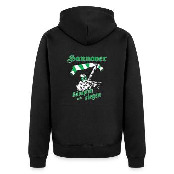 Hannover kämpfen und siegen No II - Unisex Premium Bio Zip Hoodie - Schwarz - Hinten - Nico (187cm)
