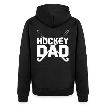 Papa du hockey – Fier papa du hockey sur gazon - Veste à capuche bio Premium Unisexe - noir - Dos - Nico (187cm)