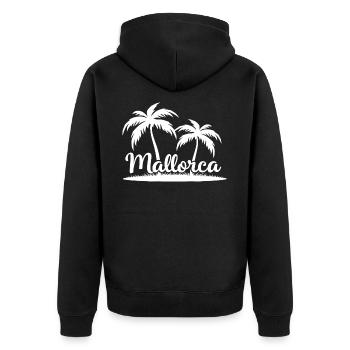 Mallorca Insel-Feeling – Urlaub Palmen Strand - Unisex Premium Bio Zip Hoodie - Schwarz - Hinten - Nico (187cm)