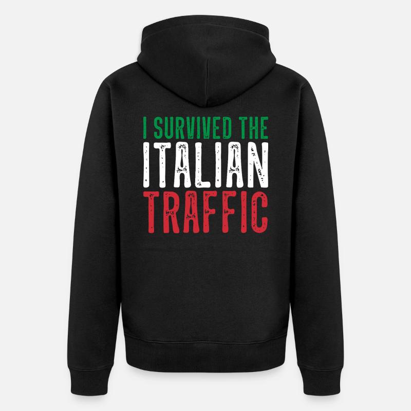 Italie Circulation Conduite Drôle - Veste à capuche bio Premium Unisexe - noir