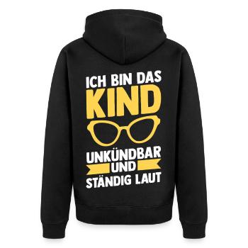 Daughter Son - Unisex Premium Organic Zip Hoodie - black - Back - Nico (187cm)