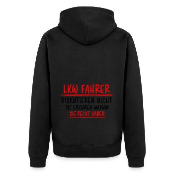 LKW Fahrer Lustige Spruch Lastkraftwagen Geschenk - Unisex Premium Bio Zip Hoodie - Schwarz - Hinten - Nico (187cm)