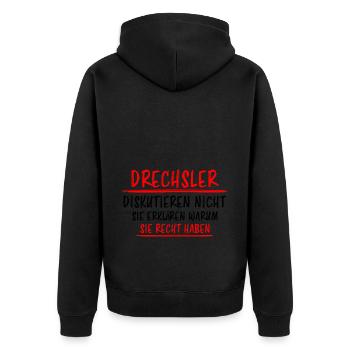 Drechsler Lustiger Spruch Drechseln Beruf Geschenk - Unisex Premium Bio Zip Hoodie - Schwarz - Hinten - Nico (187cm)