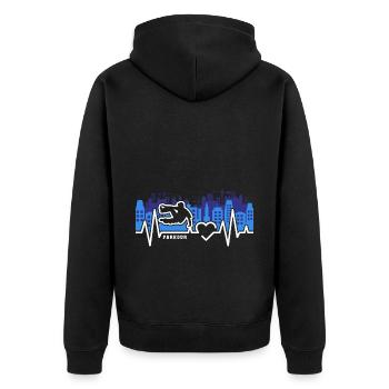 Parkour Freerunning Traceur - Unisex Premium Bio Zip Hoodie - Schwarz - Hinten - Nico (187cm)