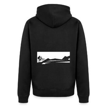 Mountain biking - (2) - Unisex Premium Organic Zip Hoodie - black - Back - Nico (187cm)
