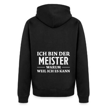 Meister Spruch Prüfung Lustiges Meister Geschenk - Unisex Premium Bio Zip Hoodie - Schwarz - Hinten - Nico (187cm)