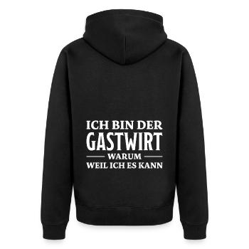 Gastwirt Spruch Kneipe Wirt Fun Gastwirt Geschenk - Unisex Premium Bio Zip Hoodie - Schwarz - Hinten - Nico (187cm)