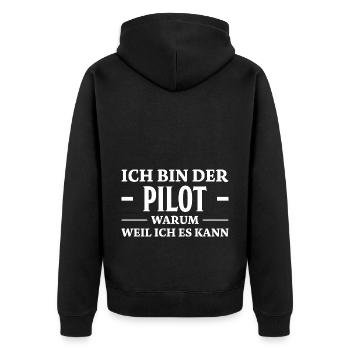 Pilot Spruch Flugsport Lustiges Piloten Geschenk - Unisex Premium Bio Zip Hoodie - Schwarz - Hinten - Nico (187cm)
