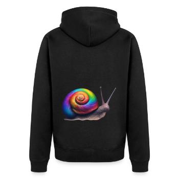Colorful Snail 1 - Unisex Premium Organic Zip Hoodie - black - Back - Nico (187cm)
