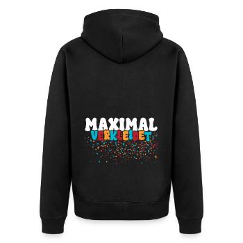 Maximal Verkleidet Karneval - Unisex Premium Bio Zip Hoodie - Schwarz - Hinten - Nico (187cm)