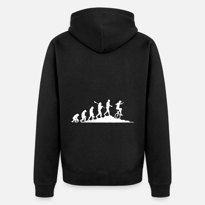 Einrad Evolution - Unisex Premium Bio Zip Hoodie - Schwarz