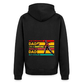 Axe Throwing dad like a regular Dad but cooler - Unisex Premium Bio Zip Hoodie - Schwarz - Hinten - Nico (187cm)