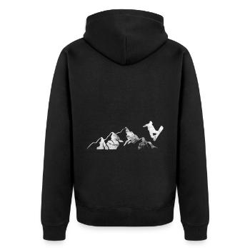 Montagne - Snowboard - (10) - Veste à capuche bio Premium Unisexe - noir - Dos - Nico (187cm)
