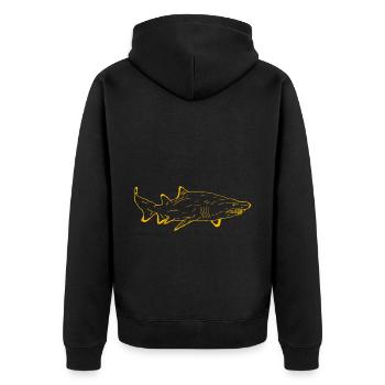Bullenhai Hai T-Shirt - Unisex Premium Bio Zip Hoodie - Schwarz - Hinten - Nico (187cm)