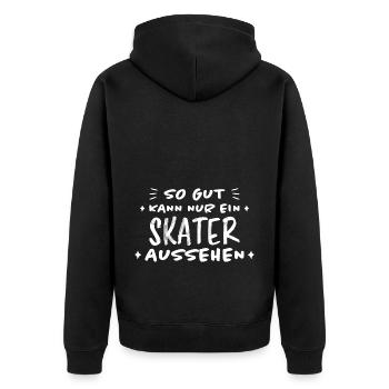 Skater Spruch Fun Skating Sprüche Skater Geschenk - Unisex Premium Bio Zip Hoodie - Schwarz - Hinten - Nico (187cm)