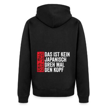 Das ist kein Japanisch Geh mak Bier holen - Unisex Premium Bio Zip Hoodie - Schwarz - Hinten - Nico (187cm)