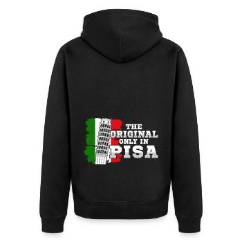 Schiefe Turm von Pisa Spruch Italien - Unisex Premium Bio Zip Hoodie - Schwarz - Hinten - Nico (187cm)