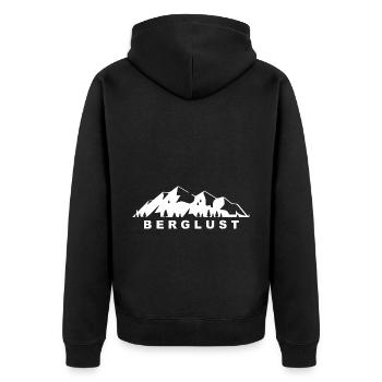 Berglust - (11) - Unisex Premium Bio Zip Hoodie - Schwarz - Hinten - Nico (187cm)