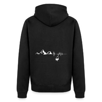 Heartbeat - Montagne - Ski - (5) - Veste à capuche bio Premium Unisexe - noir - Dos - Nico (187cm)