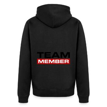 Team Member - Unisex Premium Organic Zip Hoodie - black - Back - Nico (187cm)