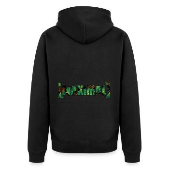 Fresh MAXIMAL lettering - Unisex Premium Organic Zip Hoodie - black - Back - Nico (187cm)