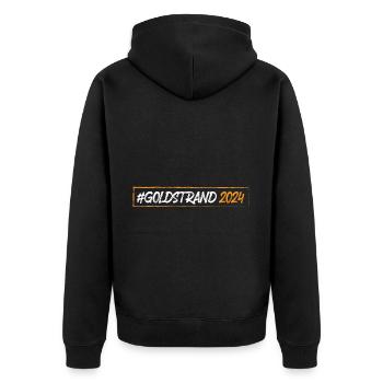 Goldstrand 2024 - Unisex Premium Bio Zip Hoodie - Schwarz - Hinten - Nico (187cm)