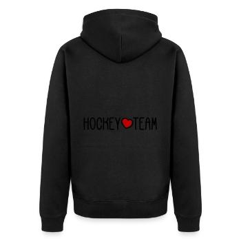 Hockey Team - Unisex Premium Bio Zip Hoodie - Schwarz - Hinten - Nico (187cm)