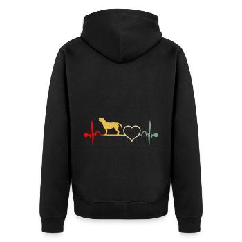 Borador Mix Hund Herzschlag Vintage - Unisex Premium Bio Zip Hoodie - Schwarz - Hinten - Nico (187cm)